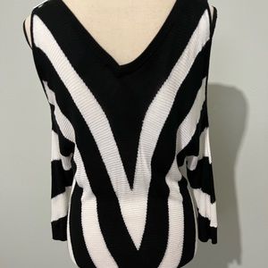 V-Neck Cold Shoulder Long Sleeve Sweater